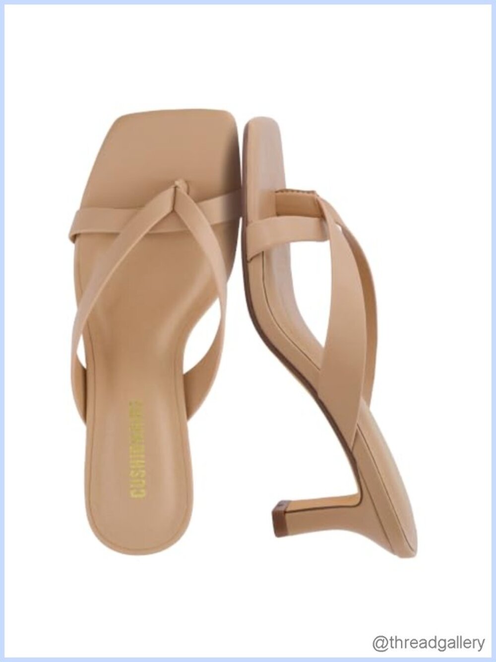 CUSHIONAIRE Shana Heeled Thong Sandals Square Toe Kitten Heel Slip On